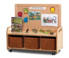 Kast B90 x D40 x H104 cm Esdoorn met Spiegel, Display, 3 mand Tangara Groothandel Kinderopvang en kinderdagverblijf inrichting